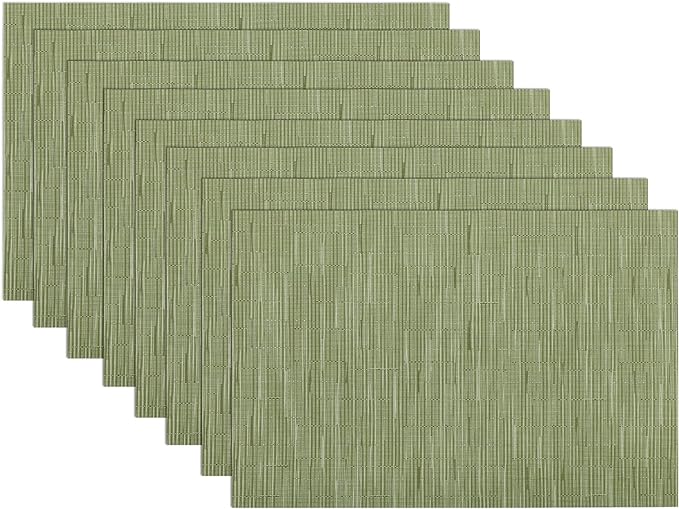 SHACOS Placemats Set of 8 Woven Vinyl Place Mats by SHACOS