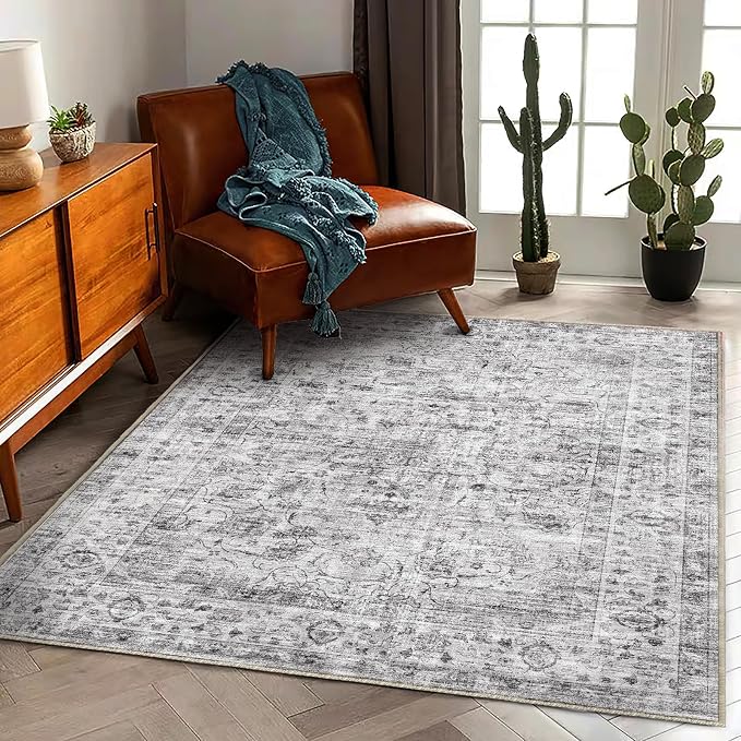 CHAMPLANT Area Rug 5'x7' Washable Rug Vintage Traditional Floor Cover Thin by CHAMPLANT