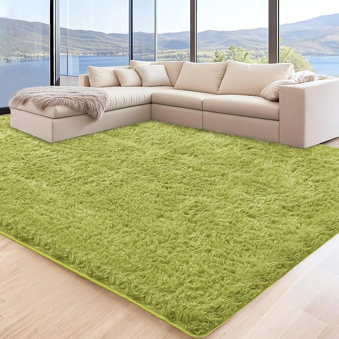 5x7 Green Grass Area Rugs for Living Room, Fluffy Shag Rug for Bedroom Indoor by Unknown