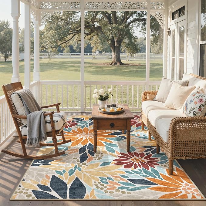 GENIMO Indoor Outdoor Area Rug 8'x10', Machine Washable Rugs - Image 6