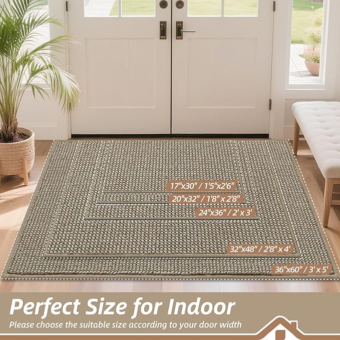 BEQHAUSE Dirt Trapper Door Mat 20" x 32", Non-Slip Washable Doormats Entrance - Image 2
