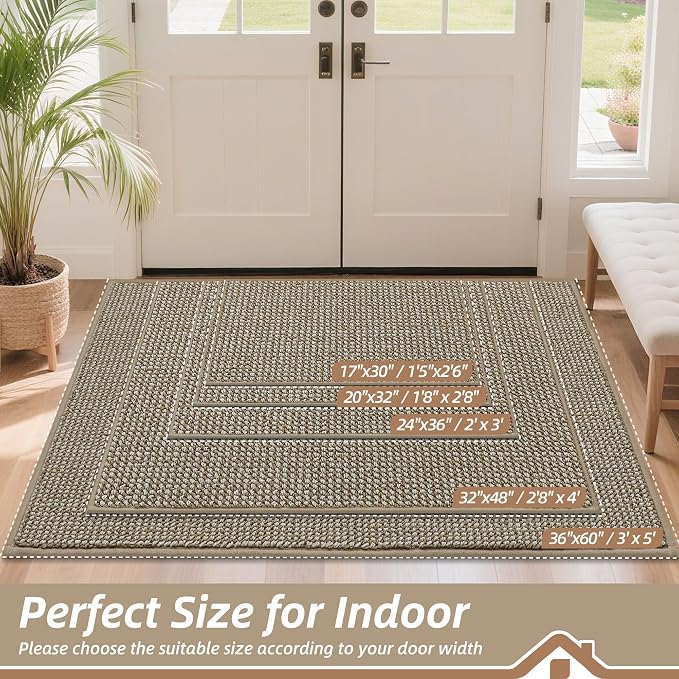 BEQHAUSE Dirt Trapper Door Mat 32" x 48", Non-Slip Washable Doormats Entrance - Image 2