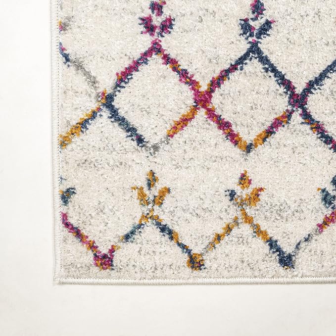 JONATHAN Y Boho Vintage Diamond Cream/Multi Indoor Area Rug 4X6 ft, Moroccan - Image 9