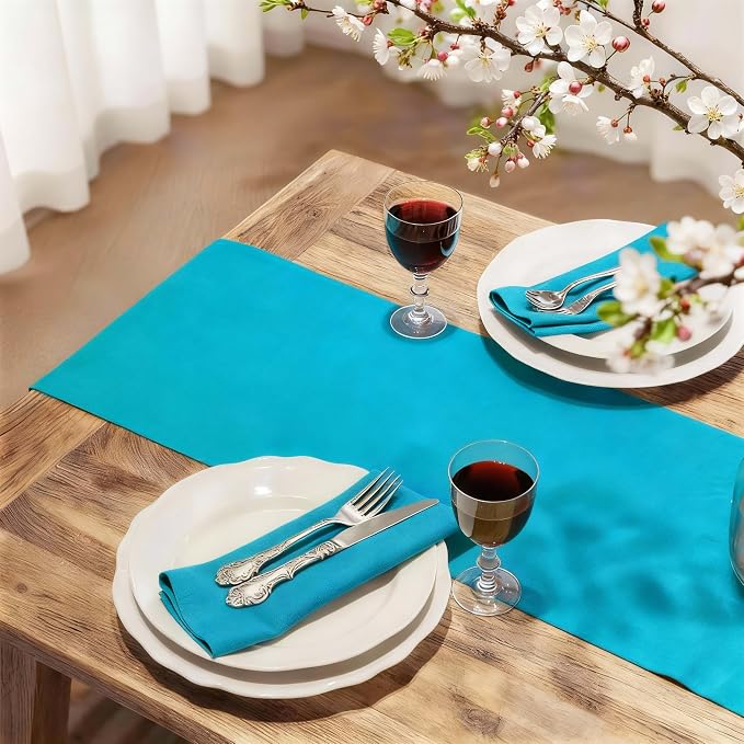 FOLINS&HOME Teal Waterproof Decorative Table Runner 60 Inches Long | 210GSM - Image 2