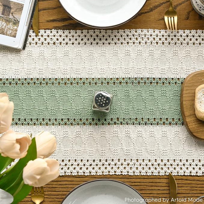 Artoid Mode Light Green Farmhouse Rustic Table Runner 12x108 Inch | Seasonal - Image 3