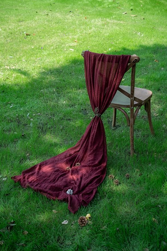 10Pcs Burgundy Cheesecloth Table Runner 120 Inches - Image 6