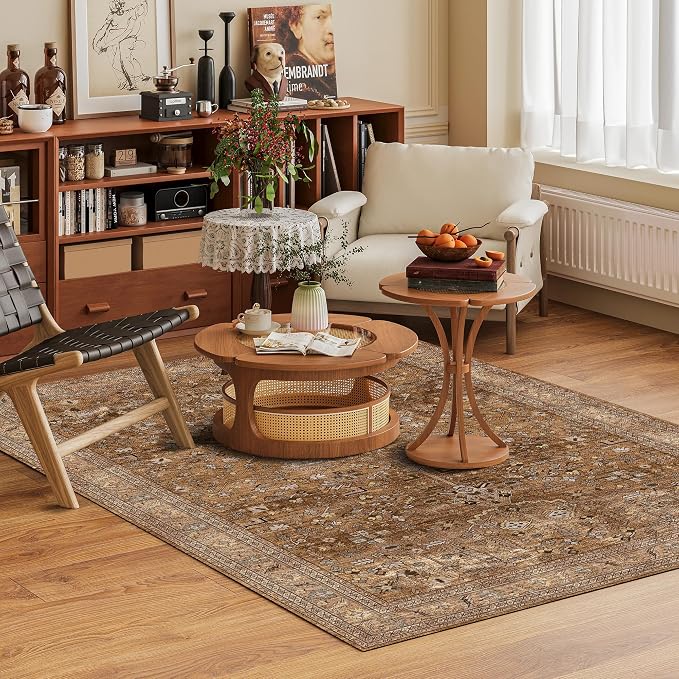 Washable Area Rug 4' x 6' Vintage Traditional Persian Mat - Image 2