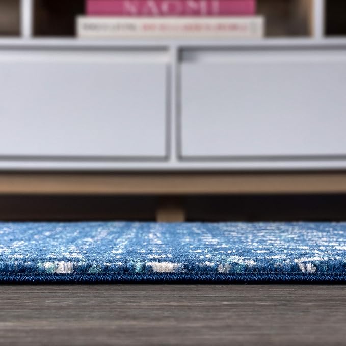 JONATHAN Y Boho Vintage Diamond Blue/White Indoor Area Rug 5X8 ft, Moroccan Hype - Image 9
