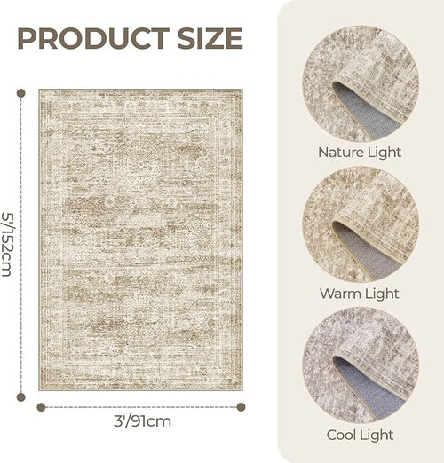 3x5 Washable Area Rug for Entryway, Soft Kitchen Rugs Non Slip for Dining Room - Image 2
