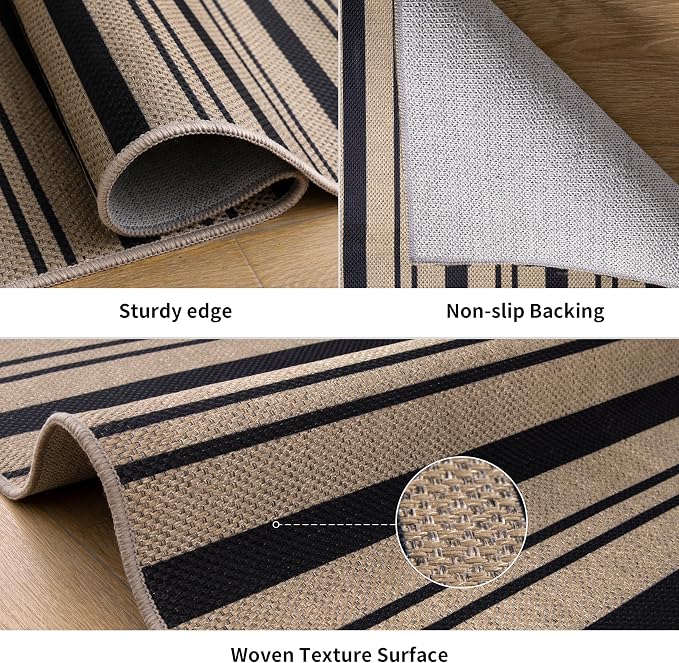 Tangsoo Stripe Easy Jute Rug 5x7 Large Washable Area Rugs - Image 3