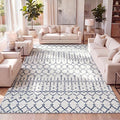 JONATHAN Y Boho Vintage Diamond Cream/Navy Indoor Area Rug 8X10 ft, Moroccan by JONATHANY