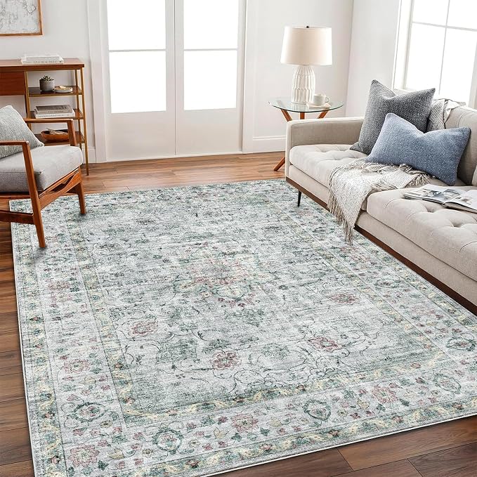 CHAMPLANT Washable Area Rug 10'x14' Boho Design Non-Shedding Easy Care Ideal - Image 2