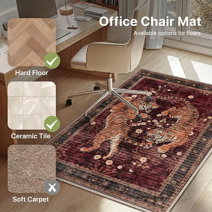 48"x60" Office Chair Mat for Hardwood Tile Floor, Under Desk Carpet Protector - Image 3