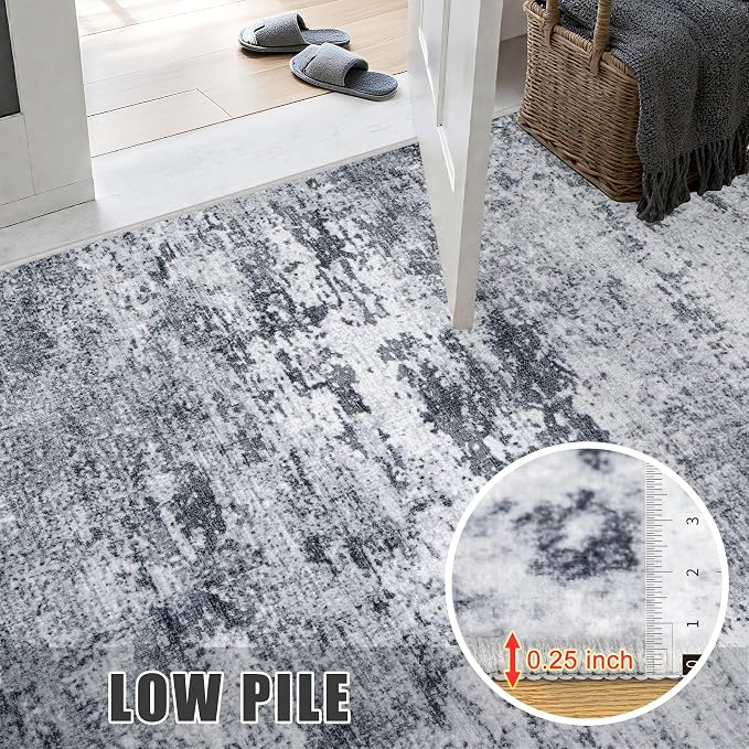 5x7 Area Rug Living Room Rug: Washable Modern Abstract Soft Thin Rug Indoor - Image 8