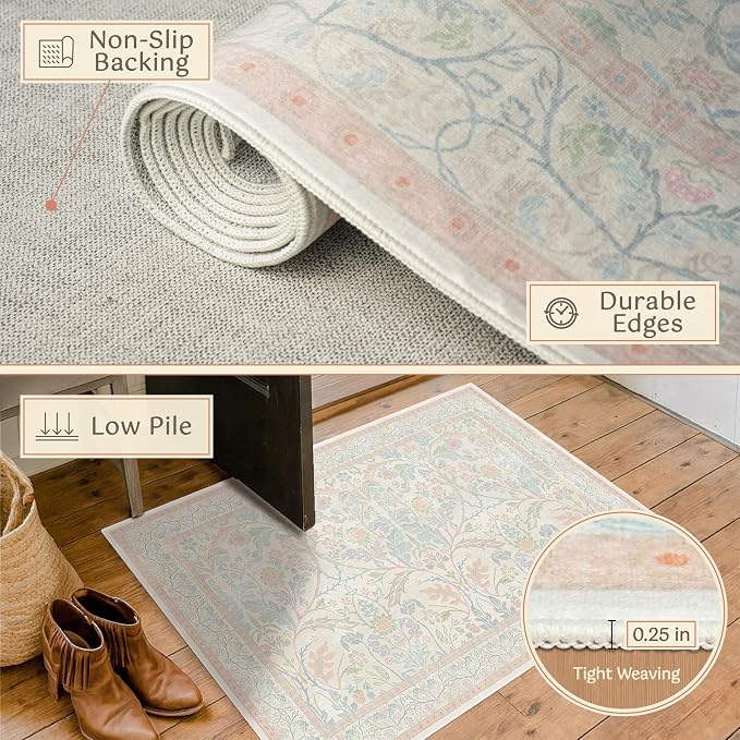 3x5 Washable Area Rugs for Bedroom Non Slip, Soft Laundry Room Mat for Floor - Image 5