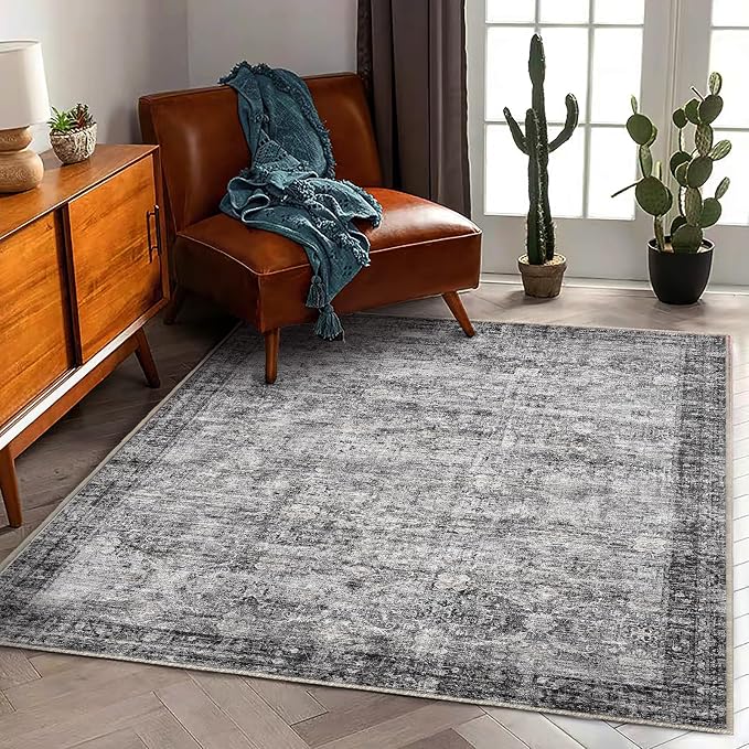 CHAMPLANT Washable Area Rug 4'x6' Traditional Floor Cover Foldable Thin Rugs - Image 2
