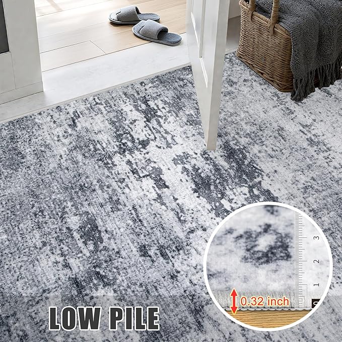 Round Area Rug for Living Room: 4 ft Washable Modern Abstract Soft Thin Rug - Image 6