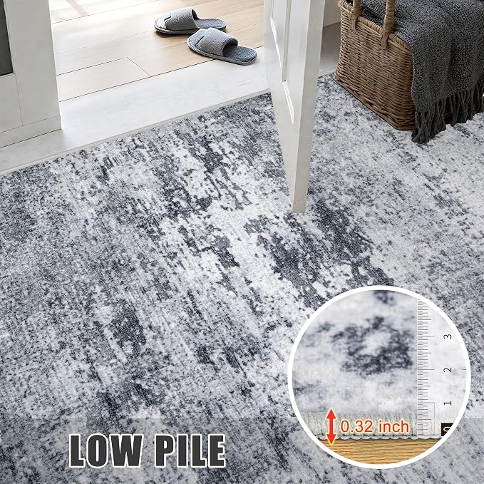 Round Area Rug for Living Room: 6 ft Washable Modern Abstract Soft Thin Rug - Image 7