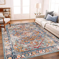 CHAMPLANT Washable Area Rug 9'x12' Boho Chic Medallion Distressed Design by CHAMPLANT