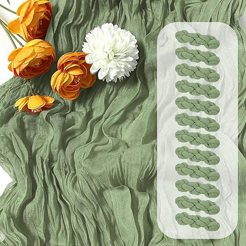 12 Pack Sage Green Cheesecloth Table Runner 17 x 108 Inch Gauze Table Runner by Unknown