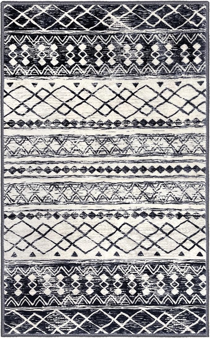 KUTA Boho Moroccan 3x5 Rugs for Entryway, Ultra Soft Distressed Geometric Print - Image 9