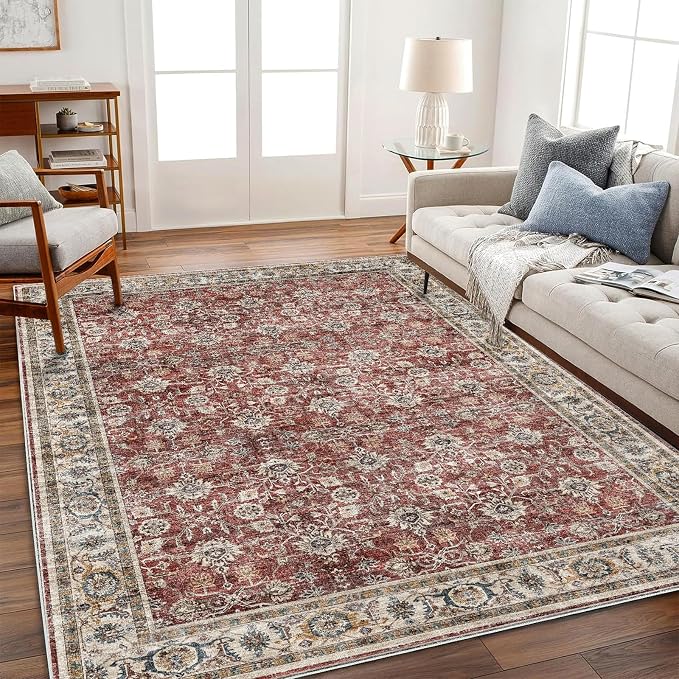 CHAMPLANT Area Rug 6'x9' Washable Vintage Traditional Floor Cover Thin Retro by CHAMPLANT