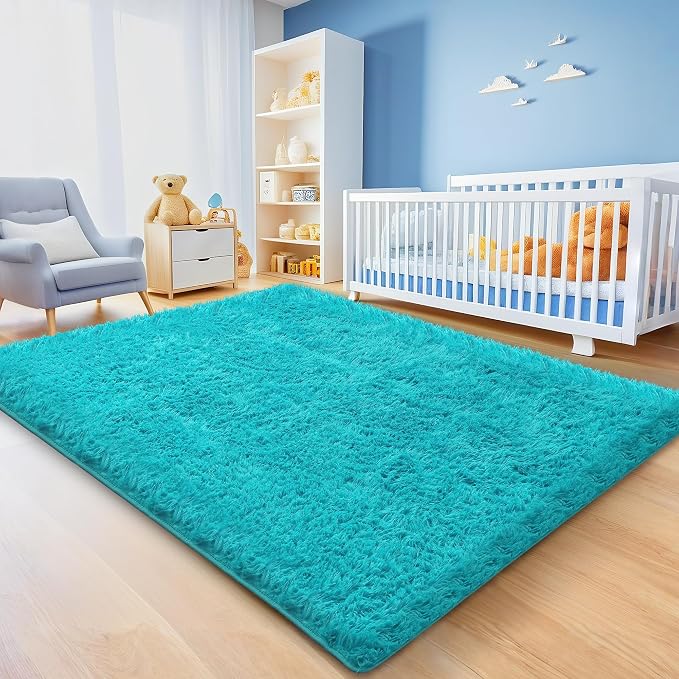 9x12 Teal Area Rugs for Living Room, Large Fluffy Shag Rug for Bedroom Boys - Image 4