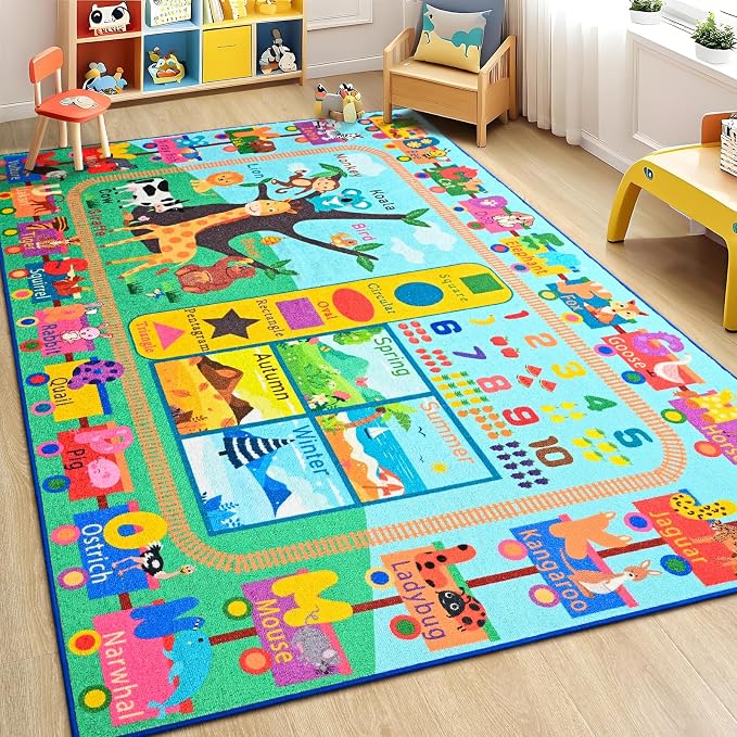Kids Rug for Playroom, 4x6 ABC Educational Carpet for Classroom, Fun Alphabet - Image 5