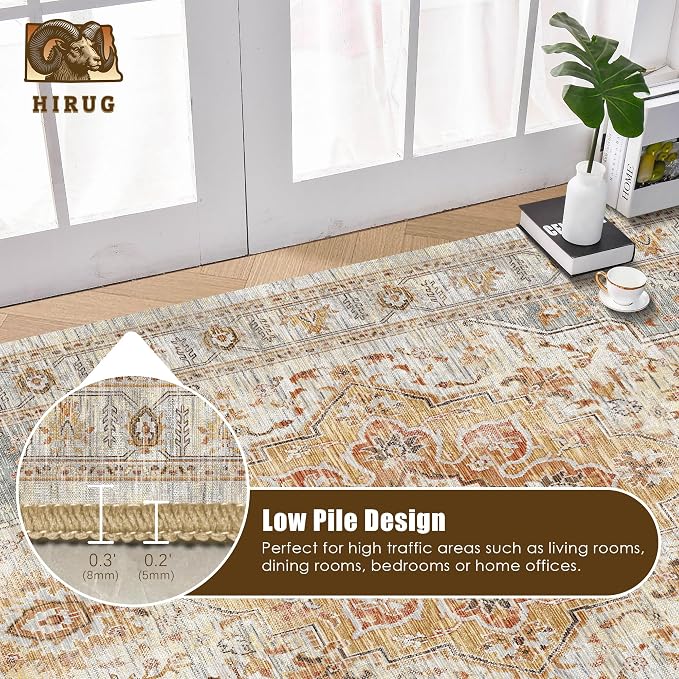 Washable Area Rug 5' x 7' Vintage Traditional Persian Mat - Image 5