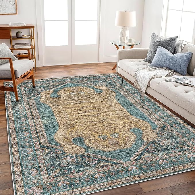 CHAMPLANT Area Rug 5'x7' Washable Rug Vintage Traditional Floor Cover Thin by CHAMPLANT