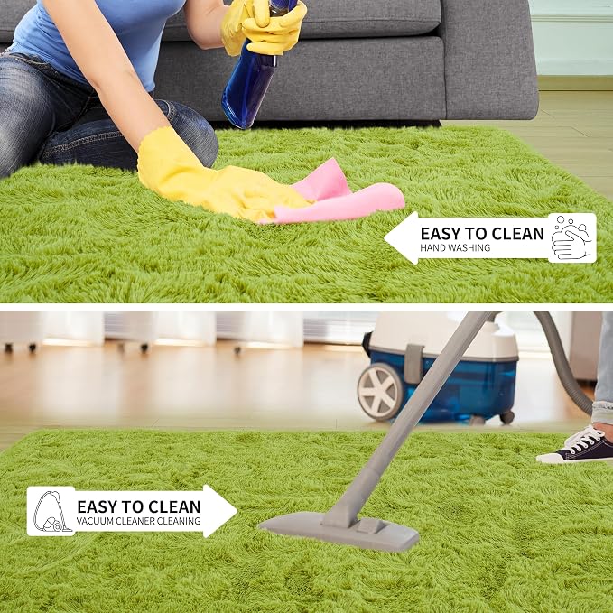 Tepook Fluffy Grass Green Rugs for Living Room Bedroom, 6x9 Soft Area Rug Moss - Image 7