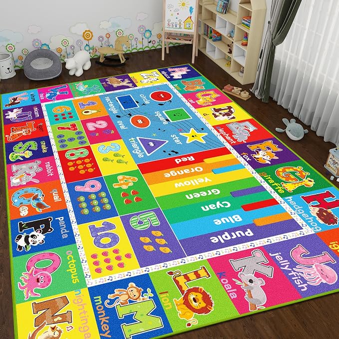 ABC Kids Rug for Playroom, Educational Play Mat for Kids, Preschool Rugs - Image 7