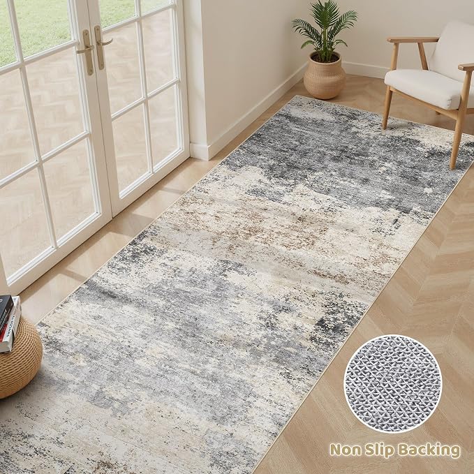 Runner Rug Kitchen Washable Rugs: 2x10 Non-Slip Abstract Soft Modern Stain - Image 3