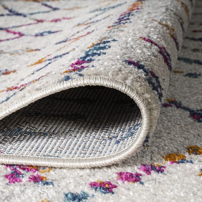 JONATHAN Y Boho Vintage Diamond Cream/Multi Indoor Area Rug 4X6 ft, Moroccan - Image 5