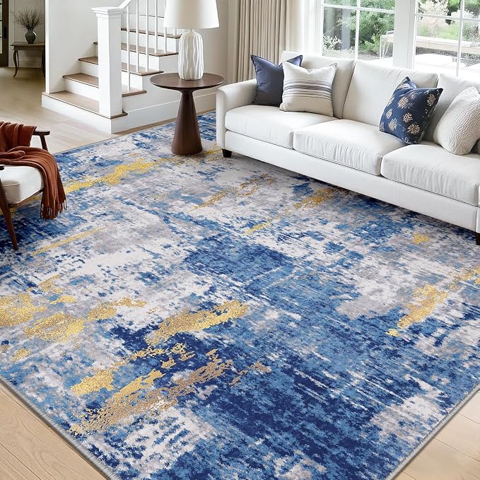 RELEANY Washable Area Rugs Square 10ft Non-Slip Modern Abstract Soft by RELEANY