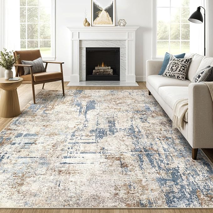 10x12 Area Rug Living Room: Washable Large Abstract Modern Soft Rugs Stain by LOONGRUG