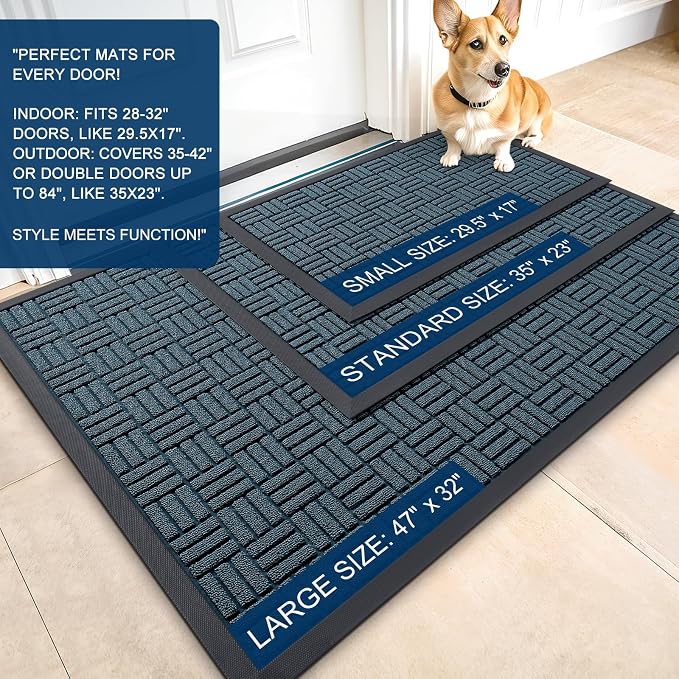 OLANLY Front Door Mat Outside Entrance 59x34, Heavy Duty Sturdy Natural Rubber - Image 2