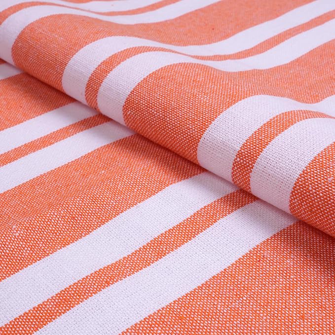 Encasa XO Table Runner, Woven Cotton Dining Runner 13"x120" Franca Orange - Image 6