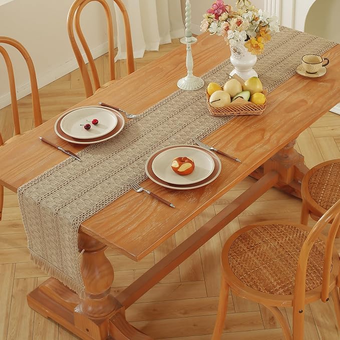 Burlap Boho Table Runner for Home Decor - Image 7
