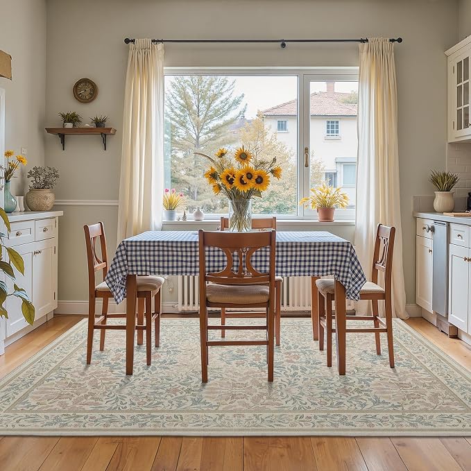 GENIMO Washable 3x5 Area Rug, Soft Vintage Floral Boho Carpet, Low-Pile - Image 4