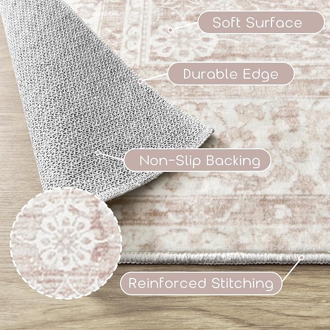 BILEEHOME Pink Boho Runner Rugs - Image 3