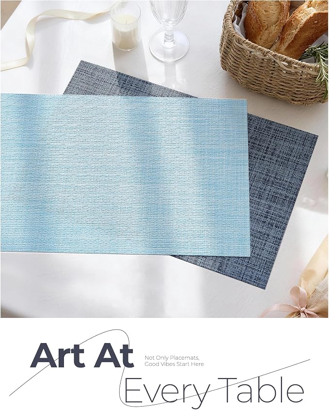 Leetaltree Soft Sky Blue Woven Placemats Set of 8 - Image 8