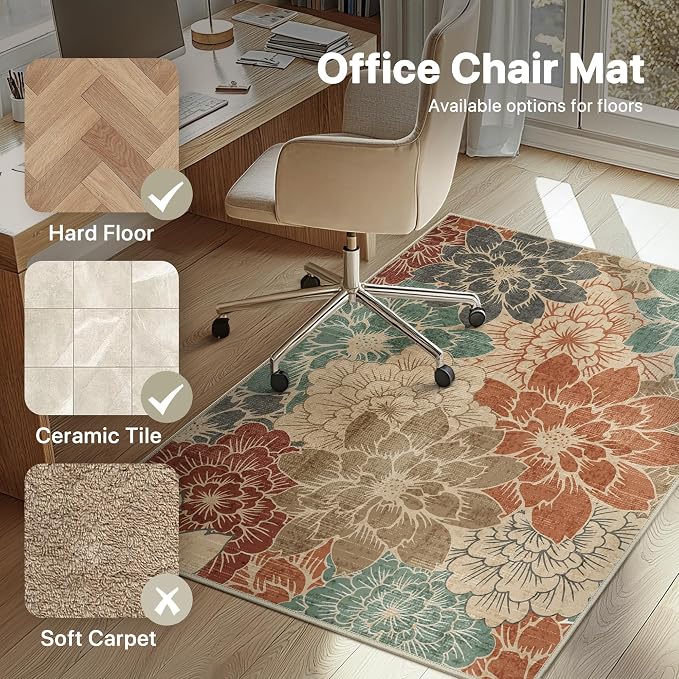 48"x72" Office Chair Mat for Hardwood Tile Floor, Under Desk Carpet Protector - Image 3