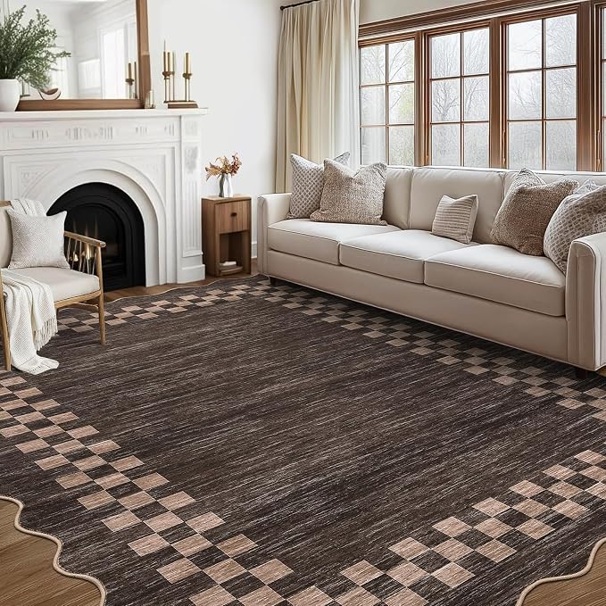GarveeHome 10x13 Area Rug Large Living Room Scalloped Rug Non Slip Low Pile by GarveeHome