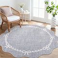 GarveeHome Scalloped Bow Rug for Living Room, 6ft Round Rugs Washable Solid by GarveeHome