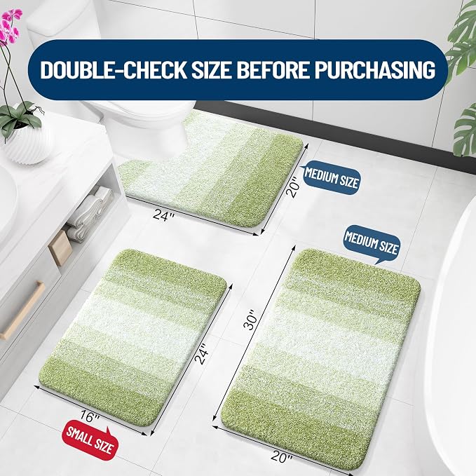 OLANLY Small Bathroom Rugs Mat 24x16, Extra Soft Absorbent Microfiber Bath Rugs - Image 2