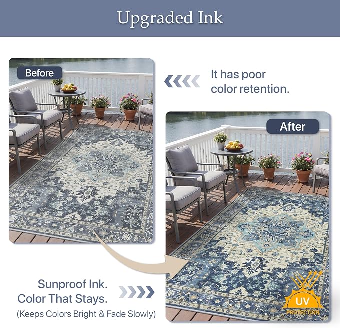 GENIMO Outdoor & Indoor Area Rug 4'x6', Waterproof, Non-Shedding, Easy Cleaning - Image 5