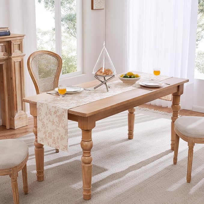 French Pastoral Farmhouse Table Runners, 13x36 Inch Taupe | 100% Organic Cotton - Image 3