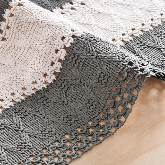 Artoid Mode Grey Farmhouse Woven Table Runner 12x72 Inch | Seasonal Holiday - Image 5