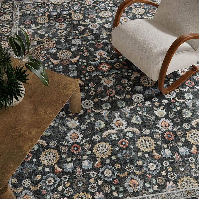 Washable Area Rugs for Living Room: 5x7 Bedroom Rug Vintage Boho Area Rug Stain - Image 4